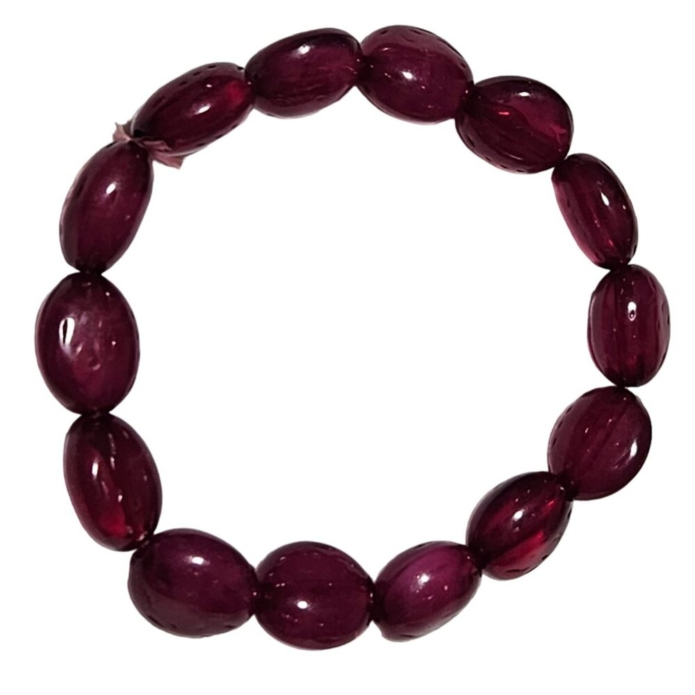 Retro Red Beaded Chunky Stretch Bracelet 80s 90s Fashion Jewelry Women